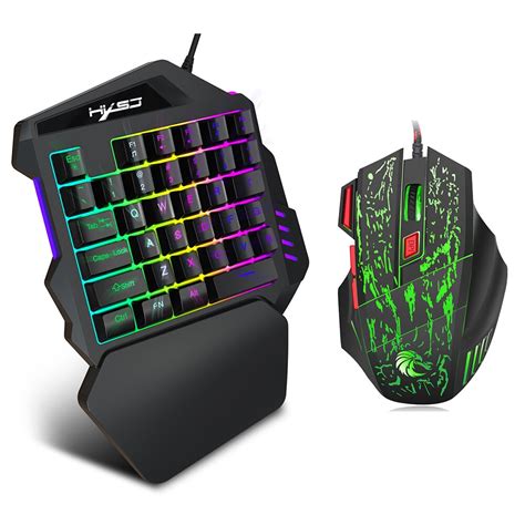 One Handed Keyboard And Mouse Combo Luminous Gaming Keyboard Mouse Set