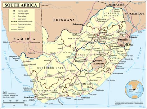 Detailed Political And Administrative Map Of South Africa With Highways