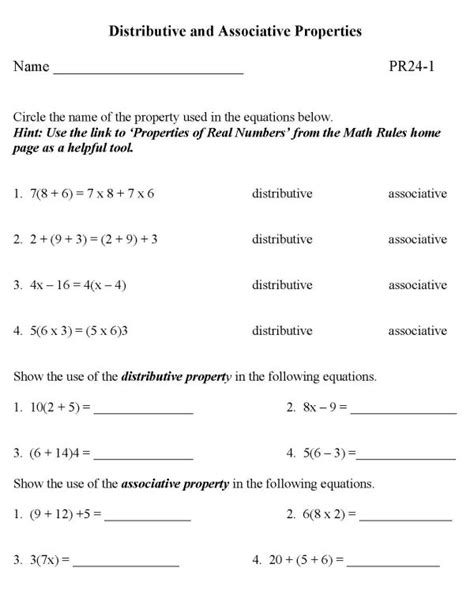 Properties Of Real Numbers Practice Worksheet