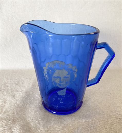 Shirley Temple Cobalt Blue Glass Pitcher