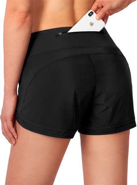 women s running shorts with zipper pocket 3 inch quick dry workout athletic gym shorts for women