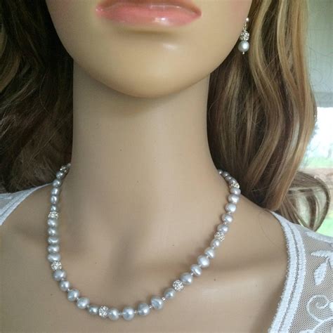 Grey Baroque Freshwater Pearl Necklace With Sterling Silver Toggle