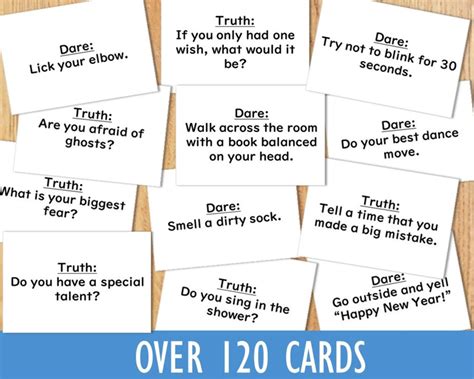 Truth Or Dare Printable Game For Kids Etsy