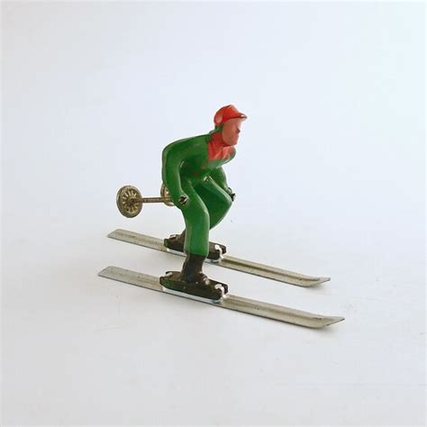 Vintage Skier Metal Figurine Barclay Lead Christmas Decoration