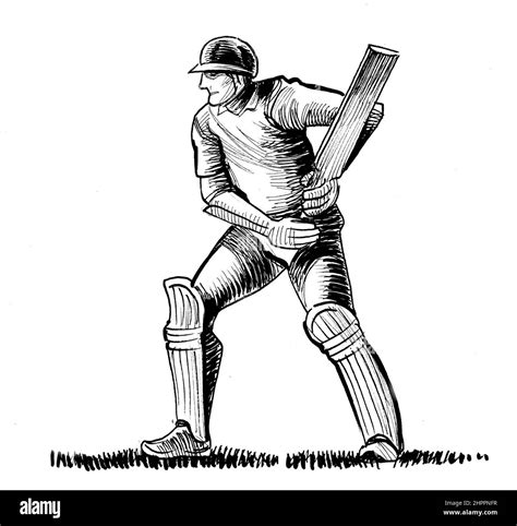 Cricket Player Illustration Black And White Stock Photos And Images Alamy