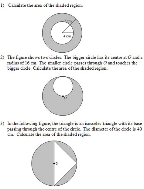 Area Of Shaded Regions That Involve Circles Worksheets And Solutions