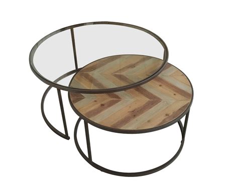 Achat table gigogne metal à prix discount. Table gigogne bois métal motif chevron SEVILLE (lot de 2 ...