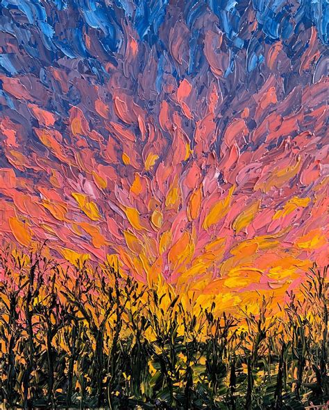 Palette Knife Sunset Painting Roilpainting