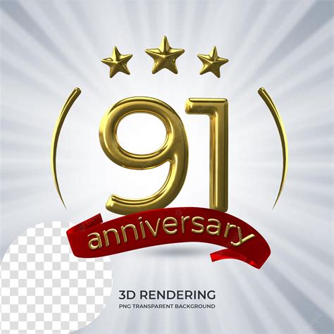 Premium Psd Celebration 91 Anniversary Poster 3d Rendering