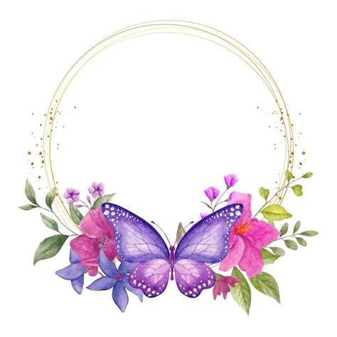 Premium Vector Watercolor Spring Floral Frame With Lovely Butterflies