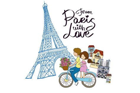 From Paris With Love Vector Card ~ Illustrations ~ Creative Market