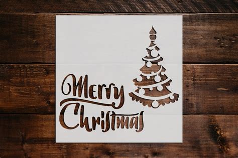 Merry Christmas Stencil Reusable Merry Christmas Stencil Art Etsy