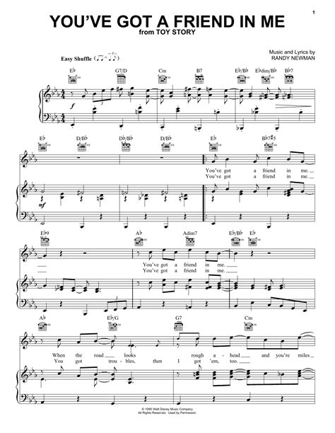 The more i listen to this song it makes me feel even more sad because one of my best friends moved to a different state then me and it just reminds me of all the fun times we had. You've Got A Friend In Me | Sheet Music Direct