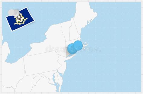 Map Of Connecticut With A Pinned Blue Pin Pinned Flag Of Connecticut