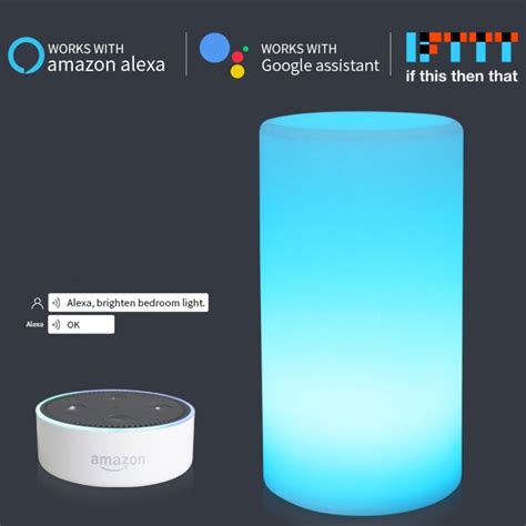 Cylinder Shape Wifi Smart Table Lamp Compatible With Alexa Voice