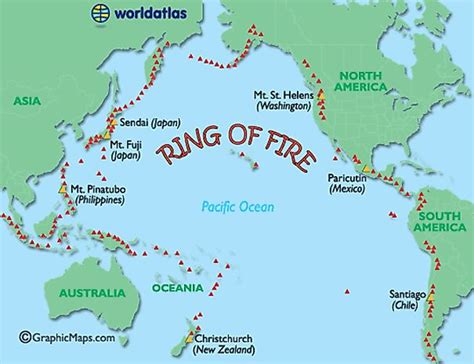 Ring Of Fire Map Major World Volcanoes Active World Volcanos Map
