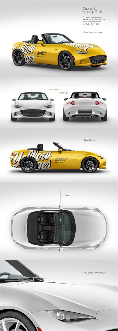 Cabriolet Mockup Pack On Yellow Images Creative Store