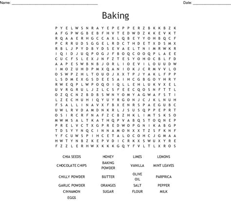 Baking Word Search Wordmint