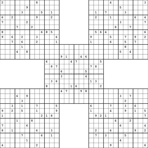 Super Samurai Sudoku Sudoku Puzzles Printable Sudoku