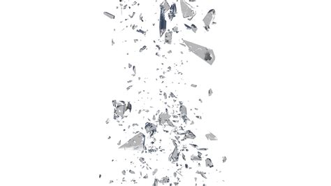 glass mirror breaked shatter with debris super slow motion macro camera 3d illustration