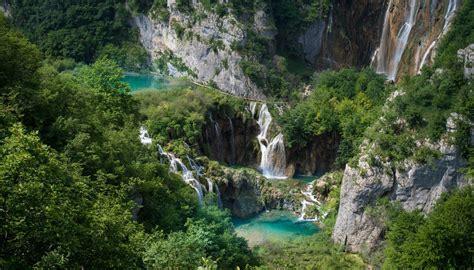 Vue Aérienne Des Lacs De Plitvice Lacs De Plitvice En Croatie