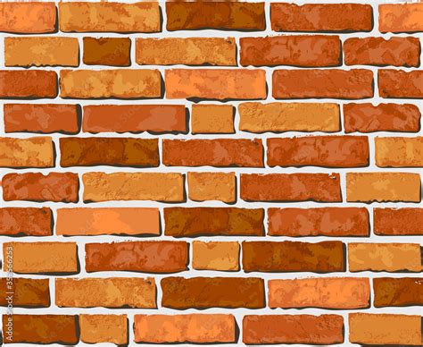 Realistic Vector Brick Wall Seamless Pattern Flat Wall Texture Red