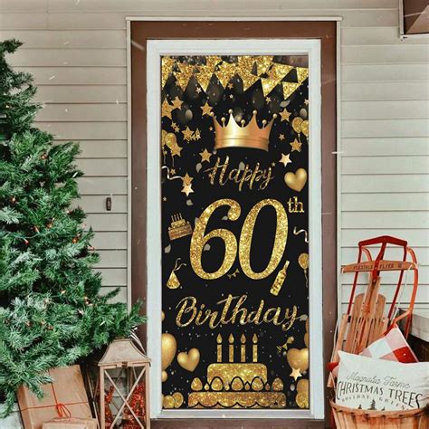 Buy Mocossmy Happy 60th Birthday Door Bannerlarge Black And Gold Happy