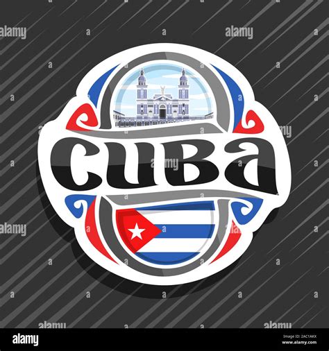 Vector logo para Cuba país imán de nevera con la bandera del estado