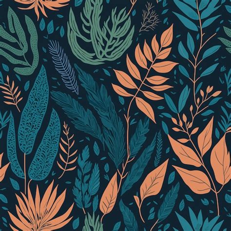 Premium Vector Modern Exotic Jungle Plants Illustration Pattern
