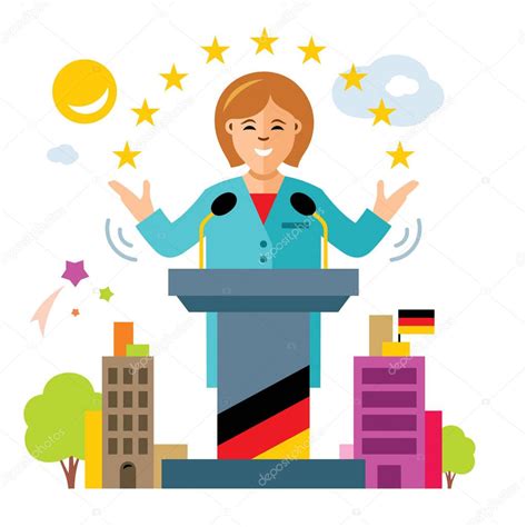 Vector De Política Alemana Una Mujer Política Estilo Plano Colorido Ilustración De Dibujos