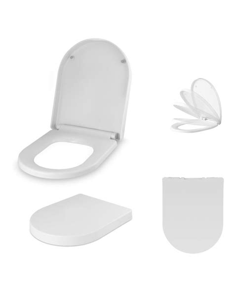Bathroom D Shaped Quick Release Soft Close Toilet Seat White Bathroom