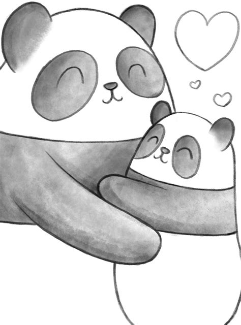 Panda Hug Work In Progress Illustration Panda Bear Art Panda Hug