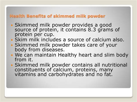 Ppt Health Benefits Of Skimmed Milk Powder Powerpoint Presentation