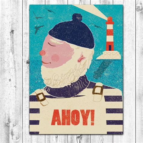 Ahoy Retro Style Greetings Card By Rocket 68