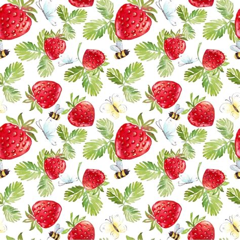 Premium Vector Strawberry Seamless Pattern Vector