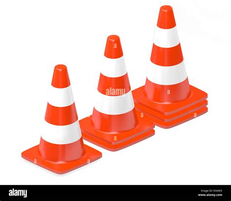3d Traffic Cones Isolated Over White Stock Photo Alamy