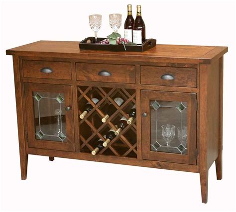 The server's middle drawer is actually a wine glass rack that the sun valley server with wine storage, made by liberty furniture, is brought to you by johnny janosik. Amish Made Wine Racks