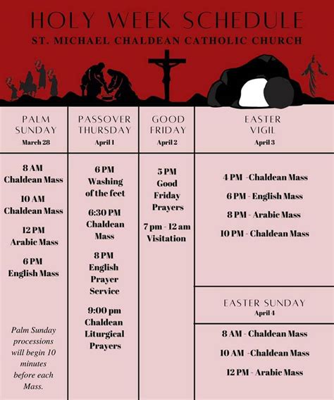 Holy Week Schedule Chaldean Catholic Eparchy Of St Peter The Apostle