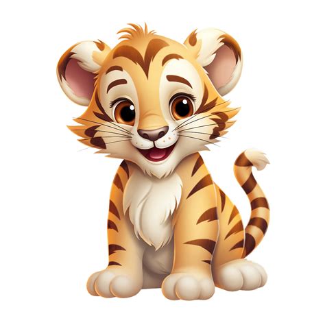 Tiger Cub Cartoon Clipart Ai Generated Png