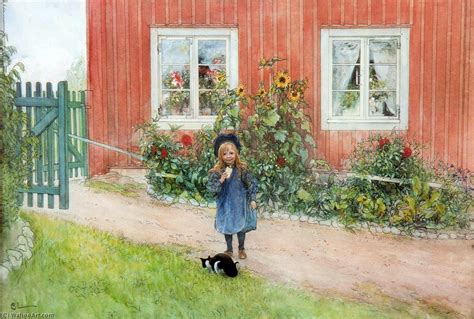Brita With A Cat And A Sandwich By Carl Larsson 1853 1919