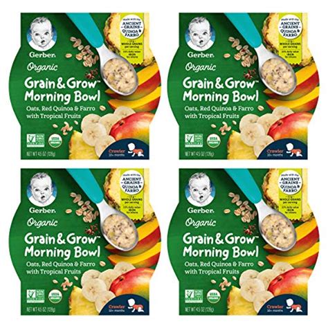 Gerber Grain And Grow Morning Bowls Organic Oats Red Quinoa Farro With