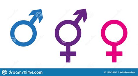 Set Of Gender Symbols Including Neutral Icon In Different Colors Stock