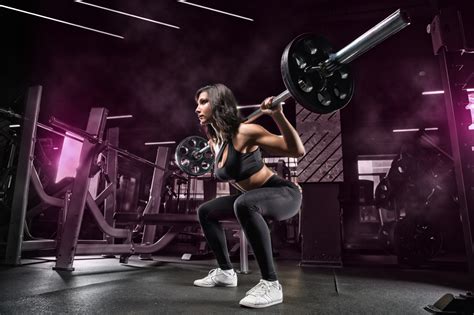 Wallpaper Gyms Working Out Dumbbells Women Fitness Model