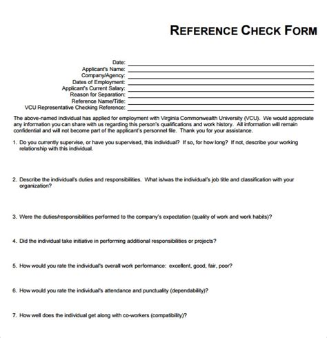 reference check templates     sample