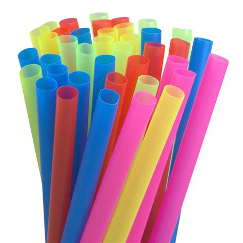 500 Pack Bubble Tea Straws 85 Inch Long Assorted Neon Wide Plastic