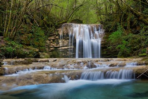 Premium Photo Turquoise Stream Front View Of Different Waterfalls