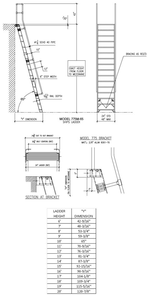 M1000 65 65° Ships Ladder Alaco Ladder