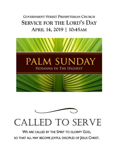 Palm Sunday Bulletin April 14 2019 By Government Street Presbyterian