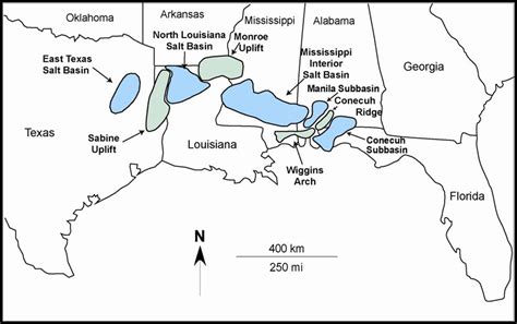 Location Map Of The Onshore Interior Salt Basins Northern Gulf Of