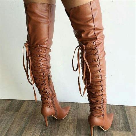 Aliexpress Buy Brown Smooth Leather Women Fashion Over The Knee